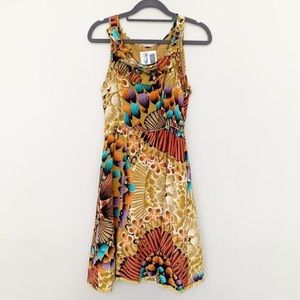 EDME & ESYLLTE Lappula Colorful Yellow Orange Silk Floral Print Dress Sz 4